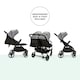 image 5 of Venus Prime Double Stroller - Birth to 15kgs (Approx. 3 Years), Lightweight, One Hand Fold, Newborn Cocoon, 2 Quilted Footwarmers & Rain Cover (Space Grey)