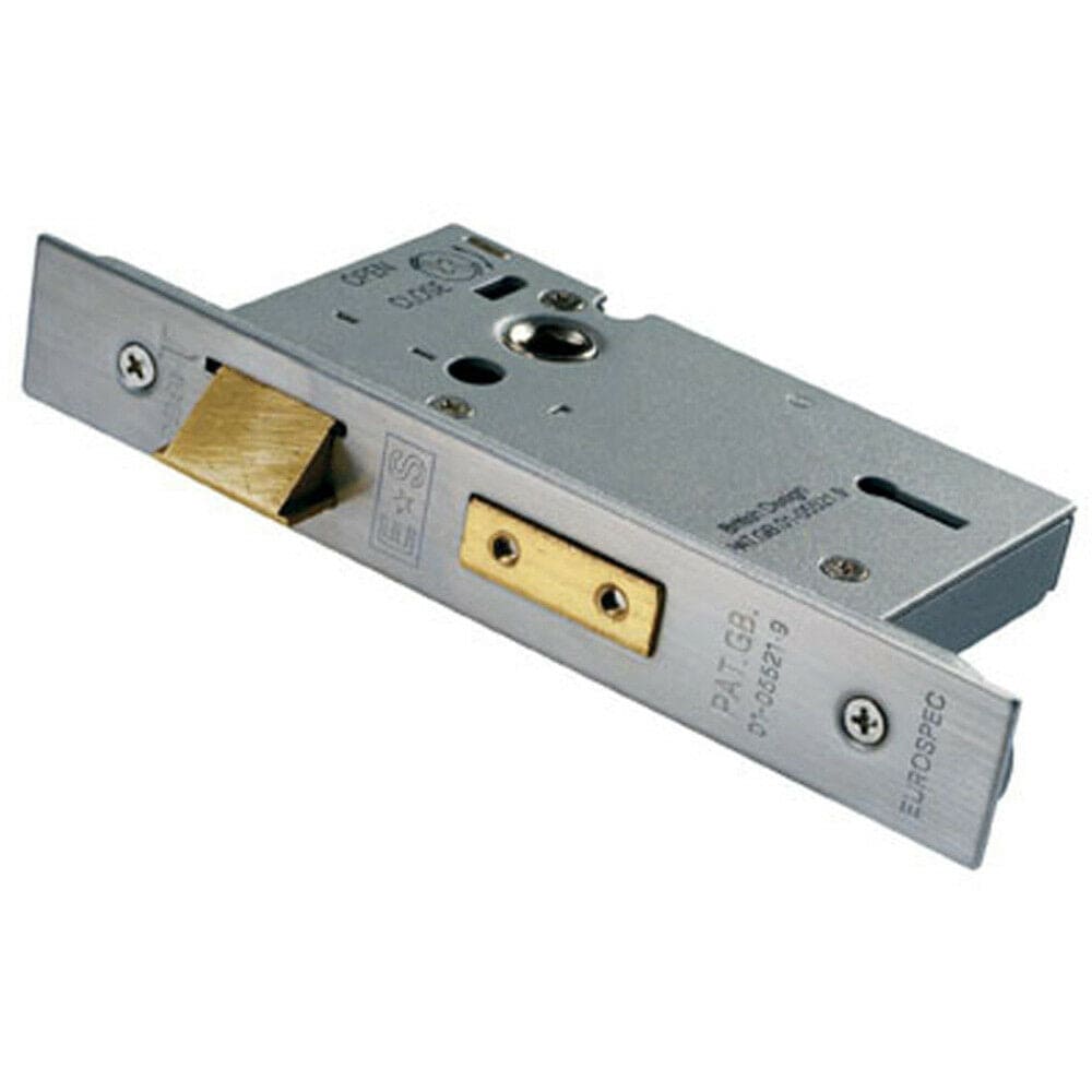 Loops 76mm 3 Lever Sashlock Square Forend Satin Stainless Steel Door Latch in Metallics