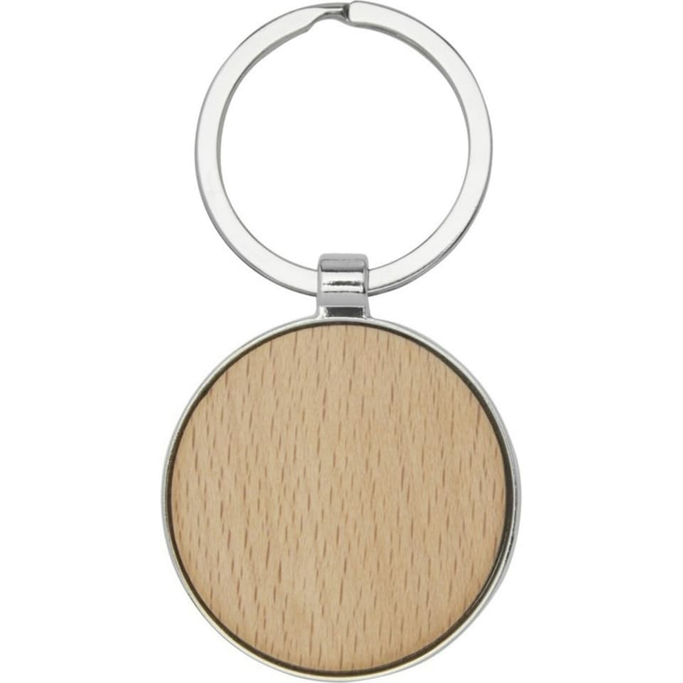 image 1 of Avenue Moreno Round Beech Wood Keyring - Natural - One Size