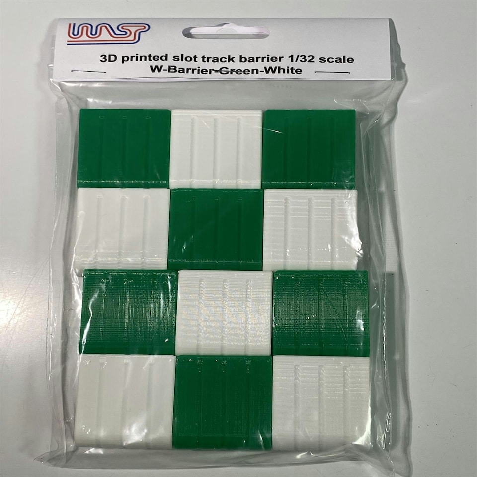 image 1 of Slot Car Track Scenery Green and White  Barriers x 12 1:32 Scale NEW Wasp