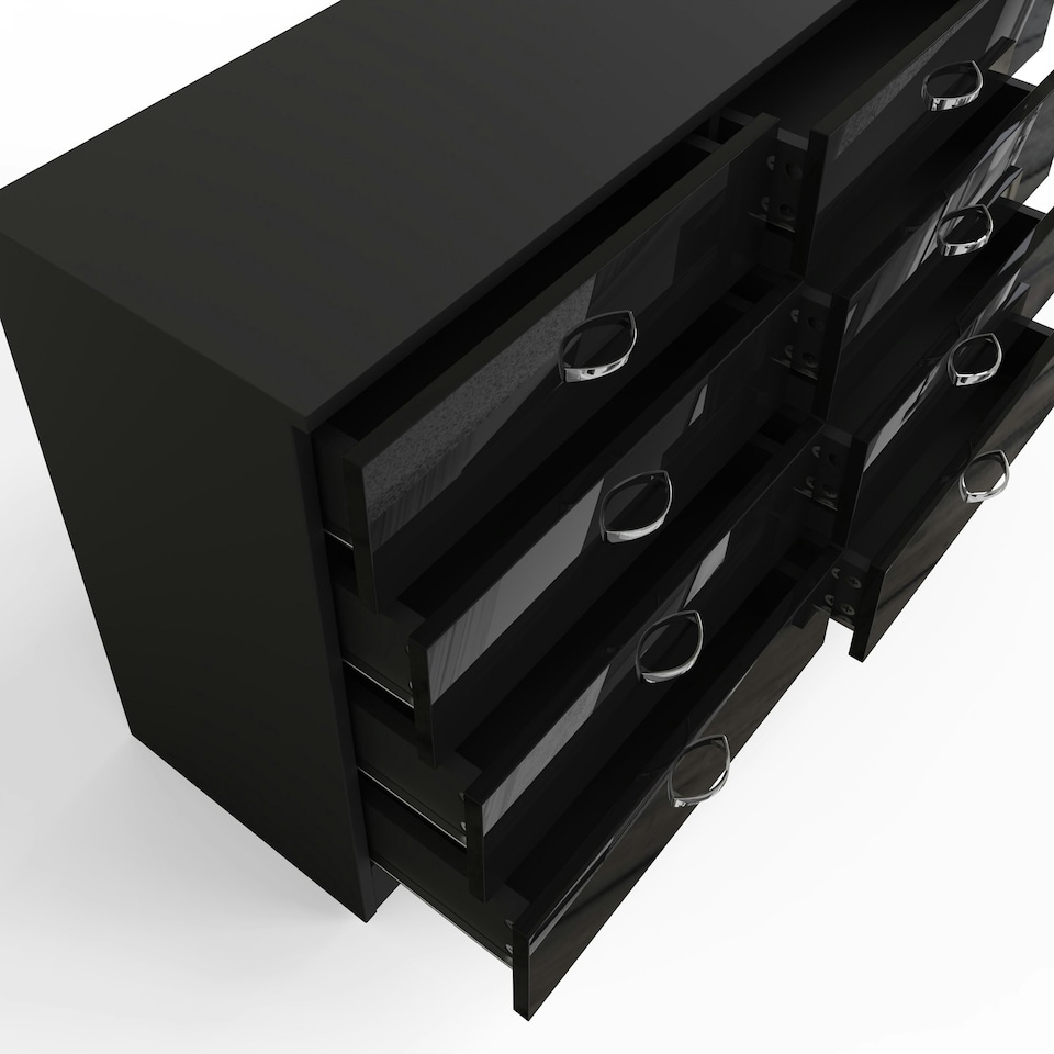 image 1 of FWStyle Chilton 8 Drawer Chest Of Drawers - Black Gloss Front