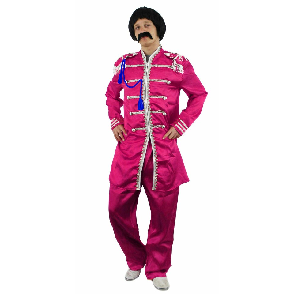 image 1 of Adults Pink Sergeant Pepper Costume – 60s Fancy Dress Outfit Pink | S