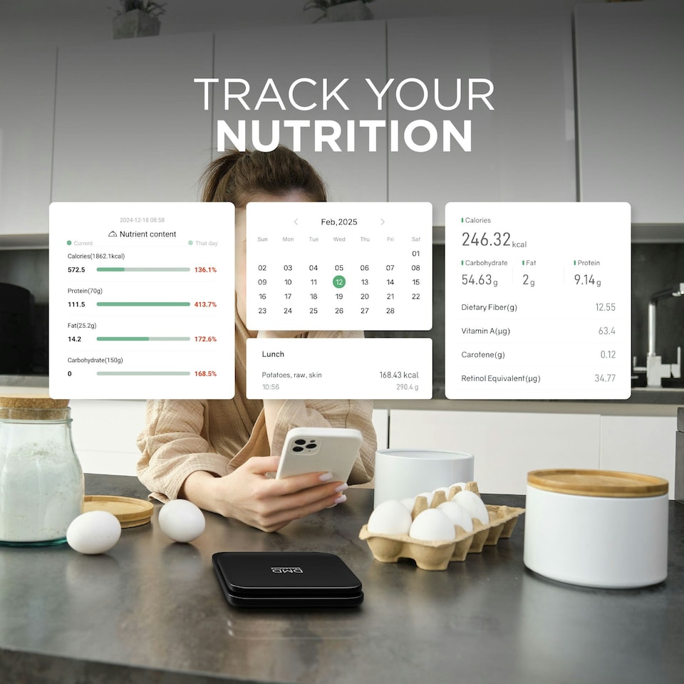 image 1 of DMD Smart Kitchen Scale with Nutritional Calculator, 24 Nutrients Tracking, Calorie Counting