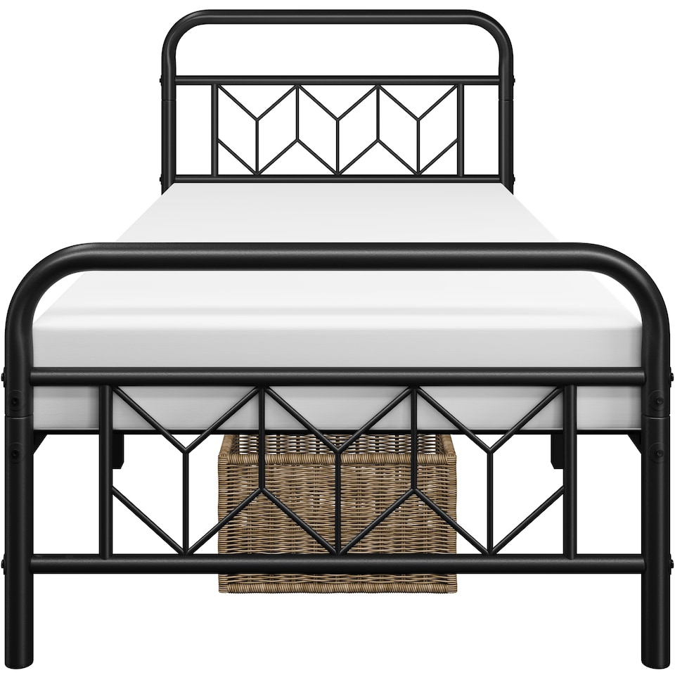 image 1 of Yaheetech 3ft Single Metal Bed Frame with Diamond Pattern Headboard, 32cm Underbed Storage, No Box Spring Needed, Black