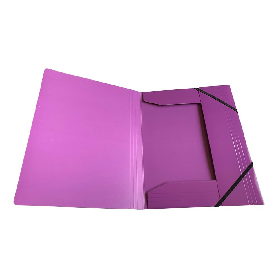 image 1 of Janrax A4 Purple Laminated Card 3 Flap Folder with Elastic Closure