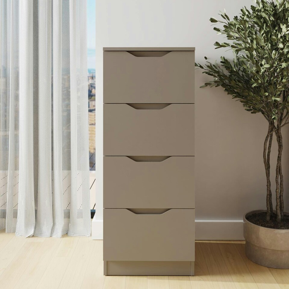image 1 of Luno 4 Drawer Tallboy Chest Of Drawers - Putty