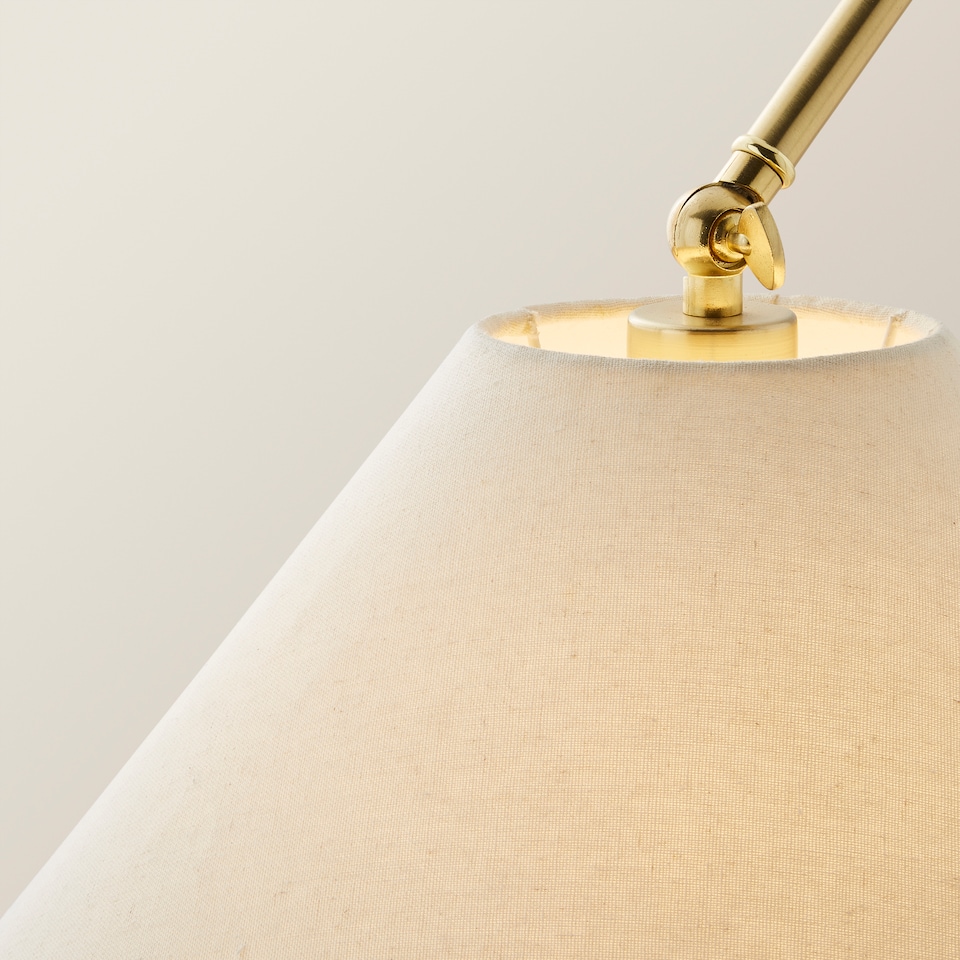 image 1 of ValueLights Layla Brushed Gold Adjustable Floor Lamp and Bulb
