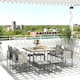 image 2 of Outsunny 9 Piece Garden Dining Set, Cube Outdoor Garden Furniture Set with Cushions, 8 Seater Garden Table and Chairs with 4 Stools, Square PSPC Plastic Top Table, Side Pockets for Conservatory, Grey | Grey | 1