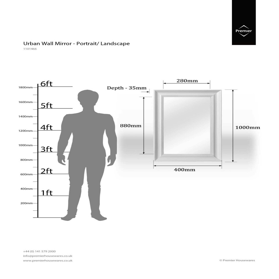 image 1 of Urban Matt White Finish Wall Mirror White