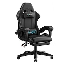 Rattantree Ergonomic Gaming Chair Massage Lumbar Footrest Leather Swivel 150 Kg Capacity