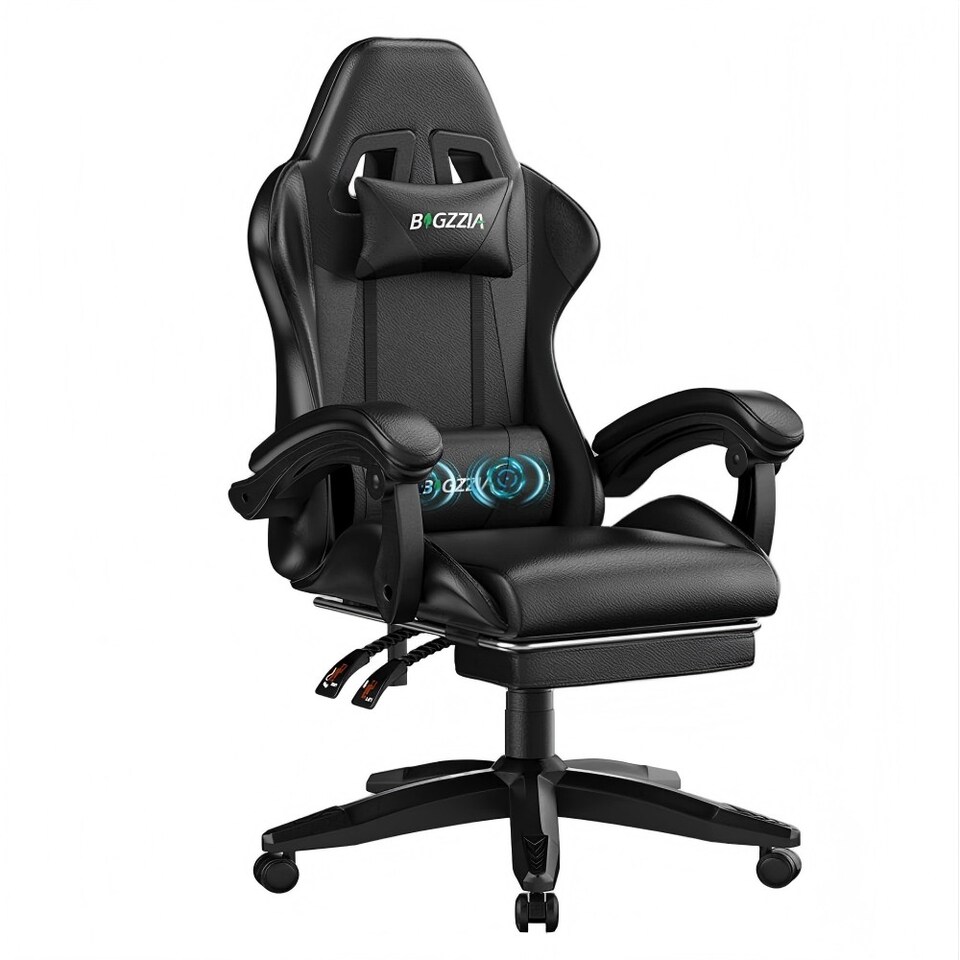 image 1 of Rattantree Ergonomic Gaming Chair Massage Lumbar Footrest Leather Swivel 150 Kg Capacity