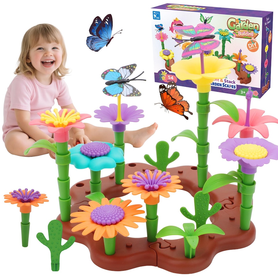 image 1 of 54 PCS DIY Flower Garden Toy Creative Building & Planting Set for Girls