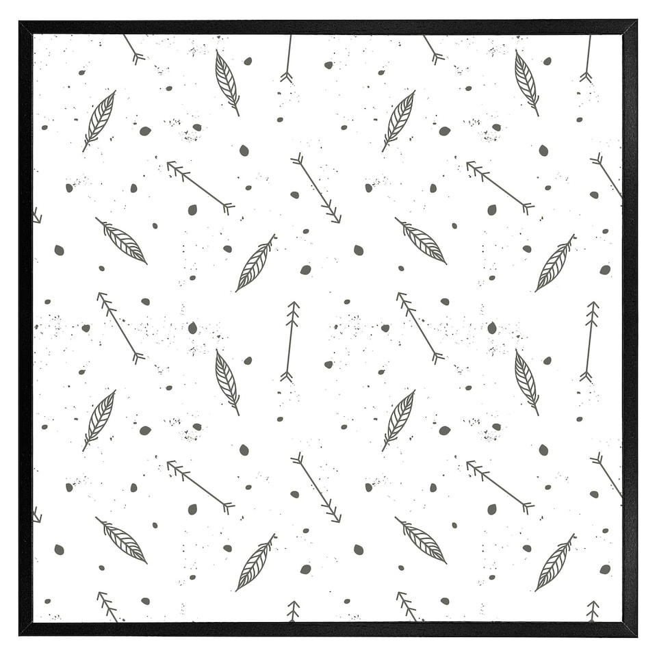 image 1 of Feathers and arrows in boho style (Picutre Frame) Grey | XS