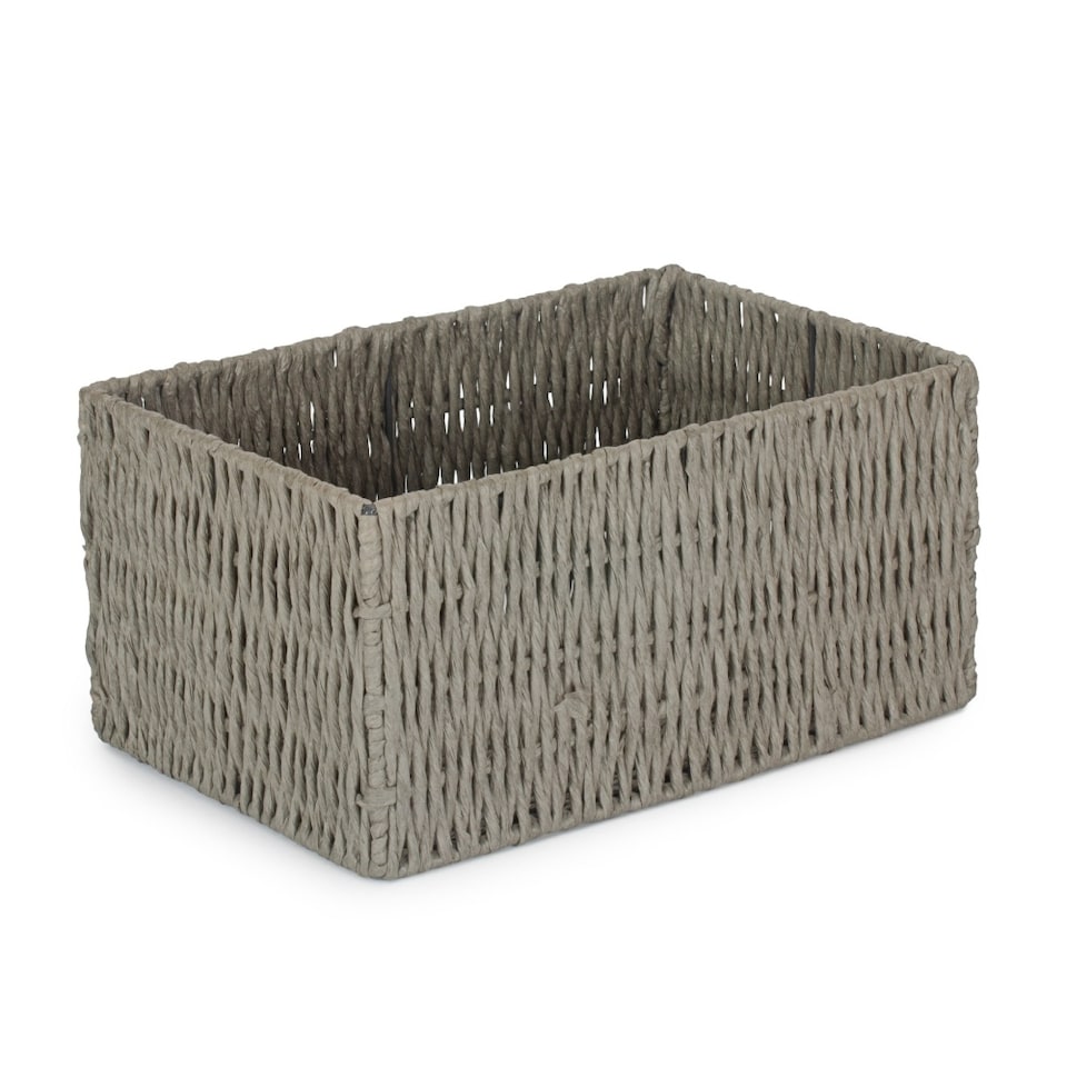 image 1 of Large Grey Paper Rope Storage Basket | Grey | Grey | L
