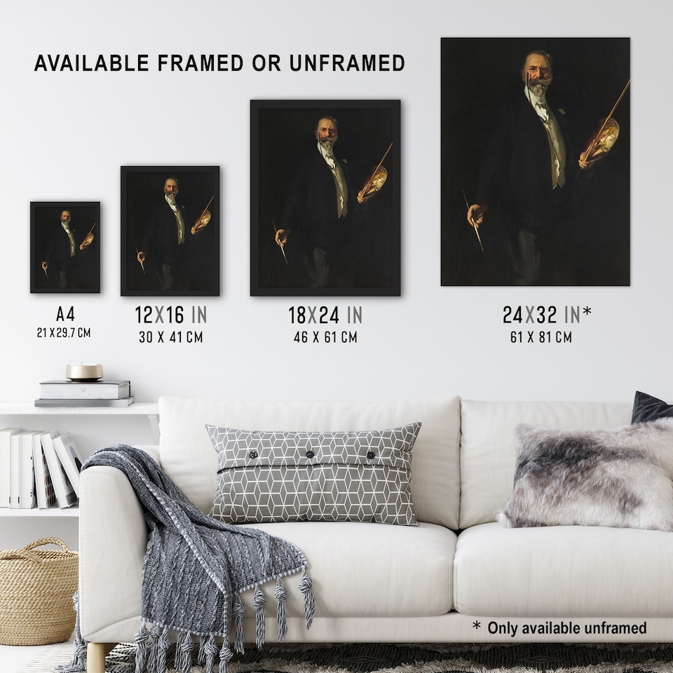 image 1 of Artist William Merritt Chase Portrait Sargent Wall Art Poster Print 12X16"