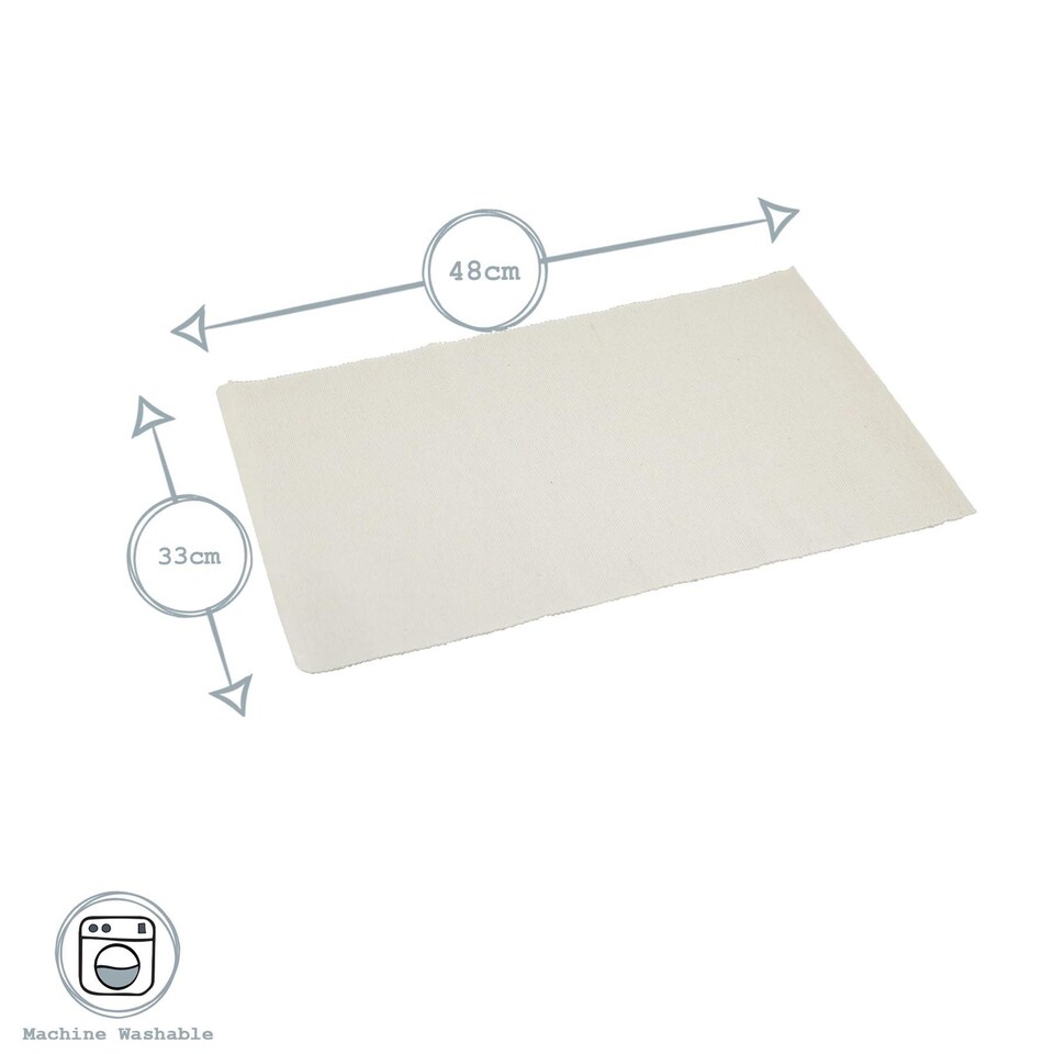 image 1 of Nicola Spring Ribbed Cotton Placemats - 48 x 33cm - Natural - Pack of 6 | Cream | Cream