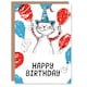 image 1 of Cat Lover Balloons Hat Book Drawing Kids Child Kids Birthday Card