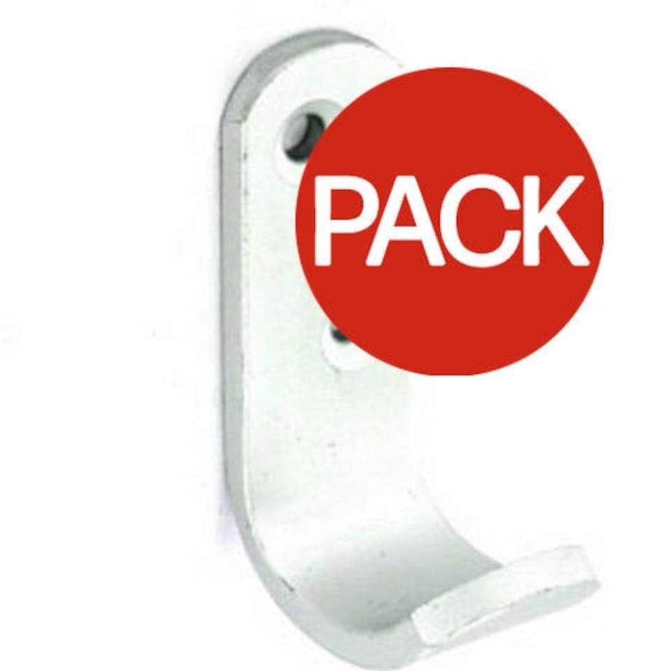 Securit Aluminium Coat Hooks (Pack of 2) - Silver - One Size