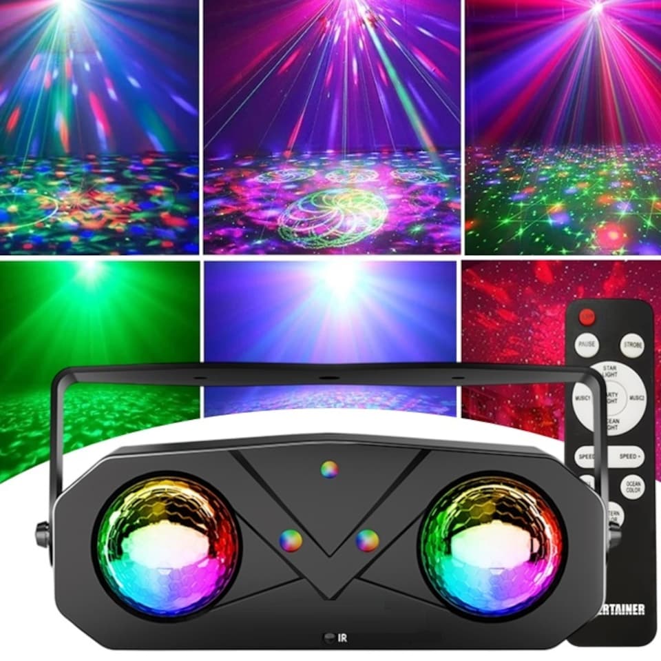 image 1 of Mr Entertainer Moonwave 6-in-1 LED and Laser Party Light
