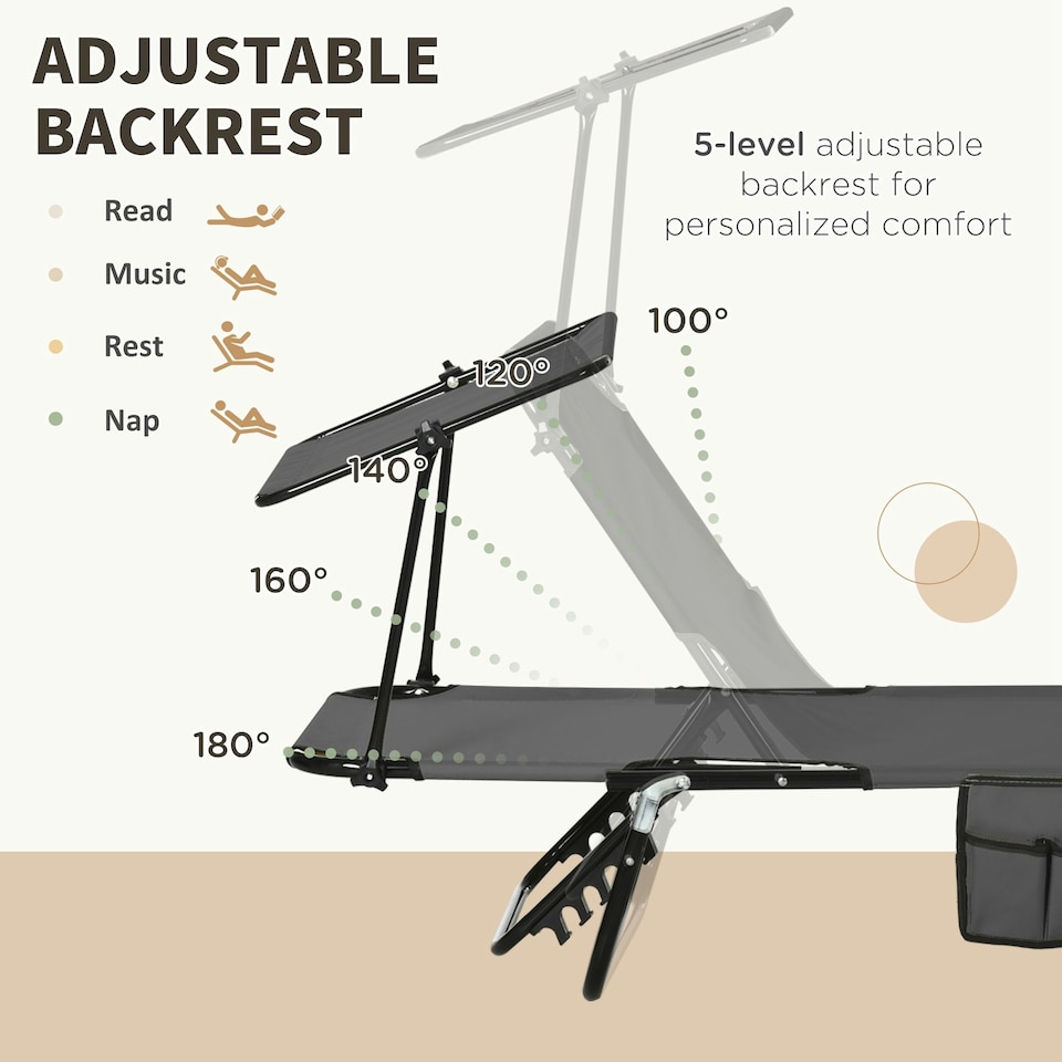 image 1 of Outsunny 2 Piece Folding Sun Loungers with Adjustable Backrest