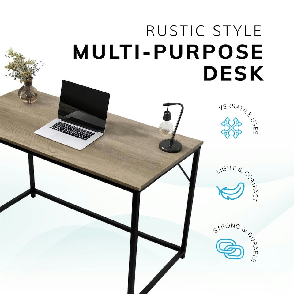 image 1 of Desk Computer PC Laptop Home Office Work desk 100cm, Study Light Brown Rustic Style Brown