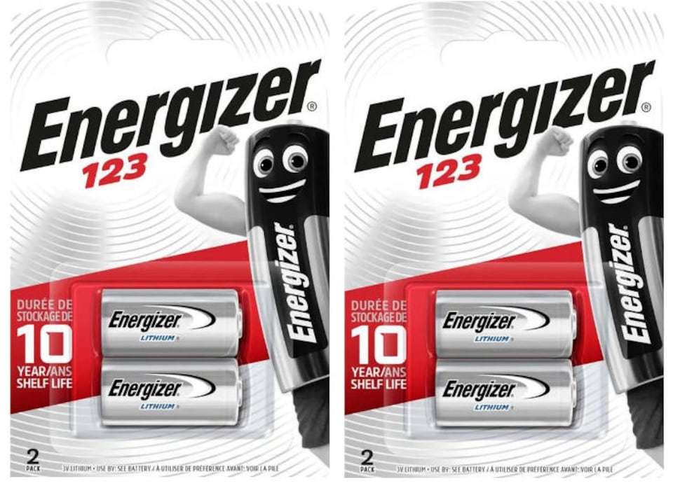 Energizer CR123 Batteries, 3V Lithium Battery, 4 Pack (2x Pack of 2)
