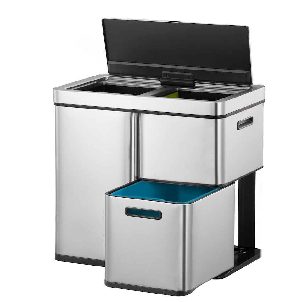 image 1 of Mirage Plus Recycling Sensor Bin 30L+15L+15L | Silver | Stainless Steel | 60L