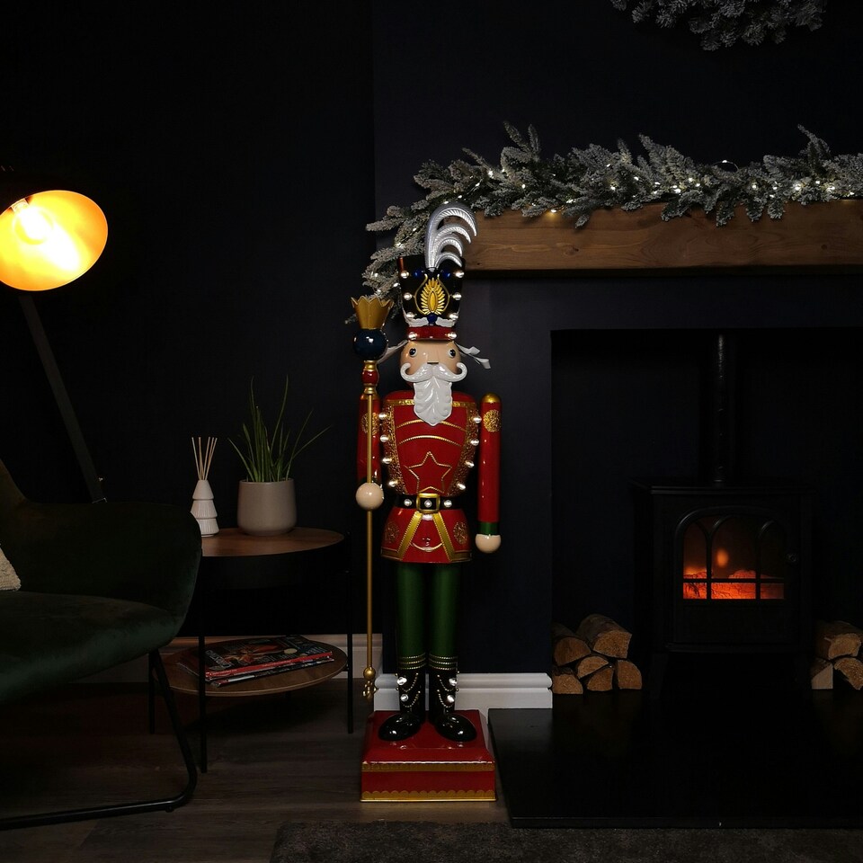 image 1 of 119cm Light Up Nutcracker Soldier LED Christmas Wooden Ornament Home Decoration