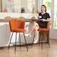 image 8 of HOMCOM Bar Stools Set of 2, Modern Velvet-Feel Barstools with Petal Backrest and Footrest, Upholstered Breakfast Bar Chairs with Metal Legs for Kitchen Island Counter, Dining Room, Orange | Orange | Orange | 2