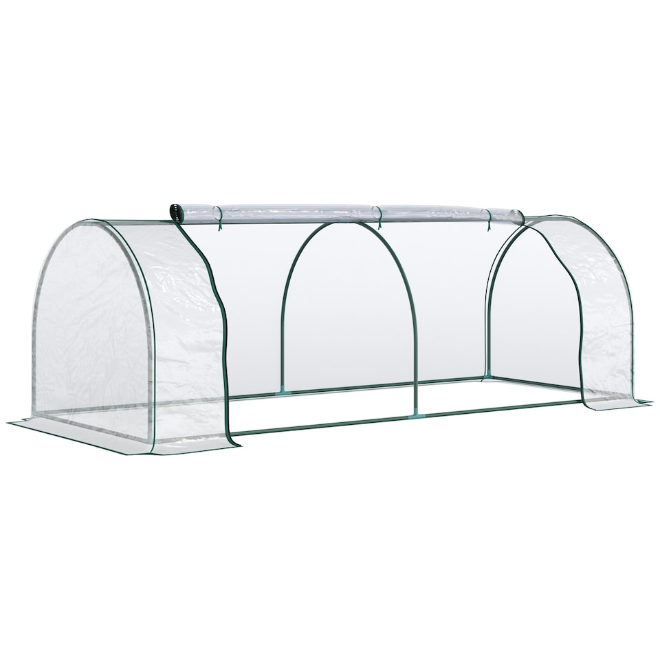 image 1 of Outsunny Tunnel Greenhouse Grow House Steel Frame PVC Transparent