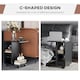 image 9 of C-Shape End Table Unique Storage Unit w/ 2 Shelves 4 Wheels Home Office White