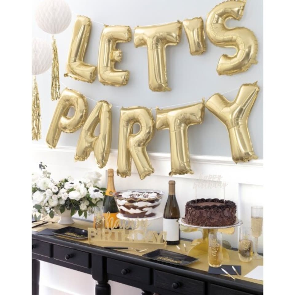image 1 of Happy Birthday Clear with Gold Foil Flecks Acrylic Cake Topper