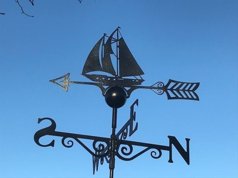 image 1 of Sailing Boat Weathervane - Steel - W65 x H88 cm - Black