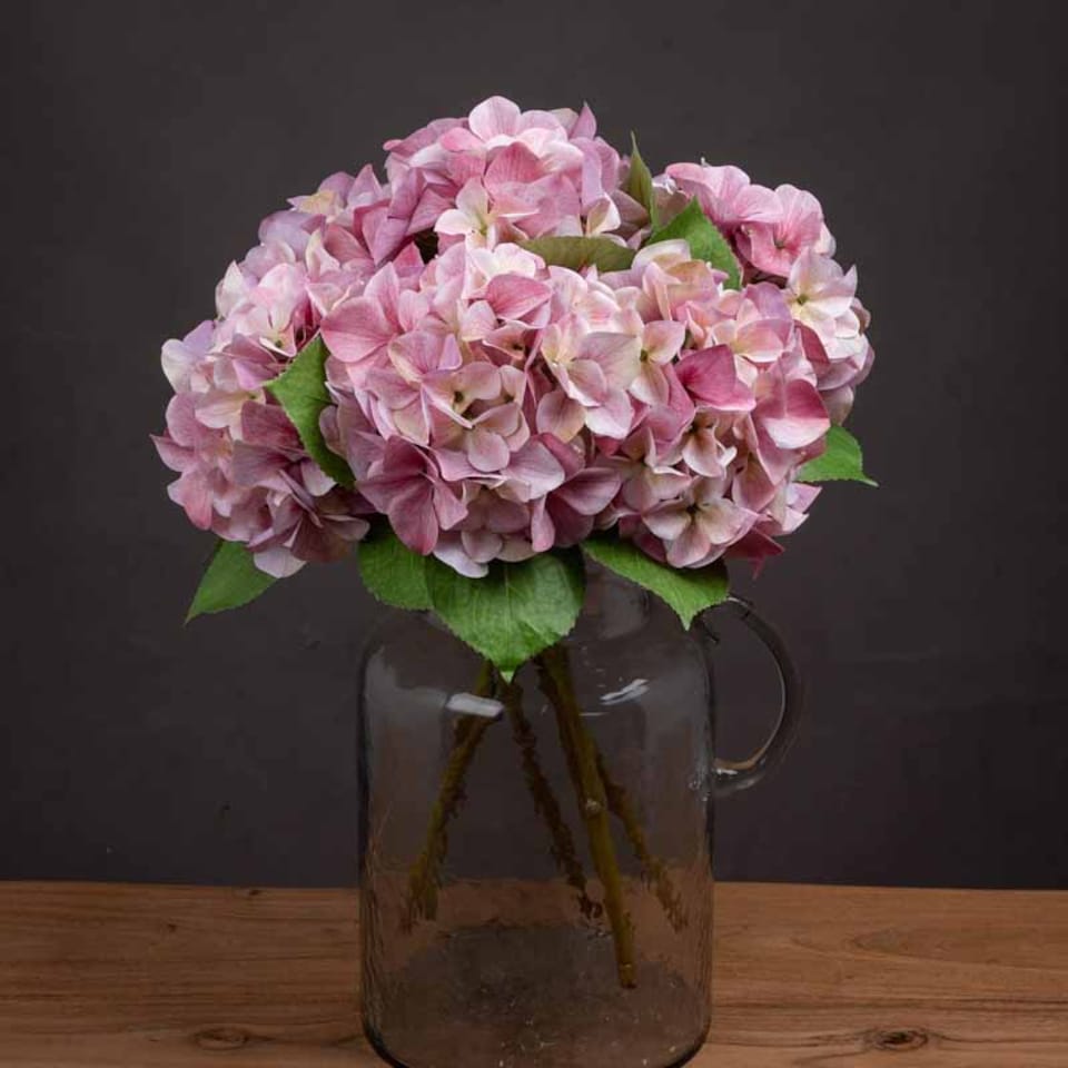 image 1 of Shabby Single Hydrangea Artificial Flower - Plastic - L30 x W30 x H50 cm - Pink