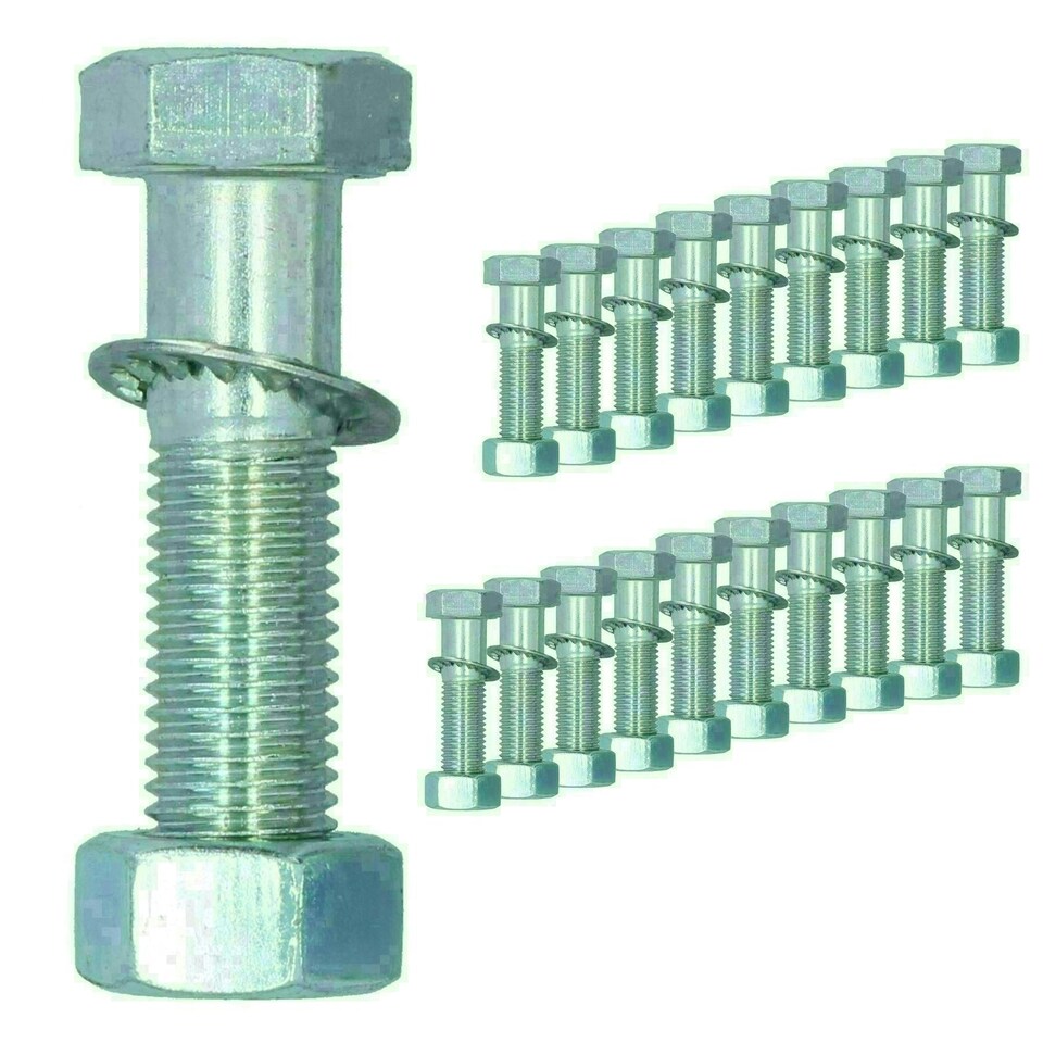 image 1 of M16 (16mm) x 65mm High Tensile Tow Bar Ball Fixing Bolts Washers + Nuts 20 Pack
