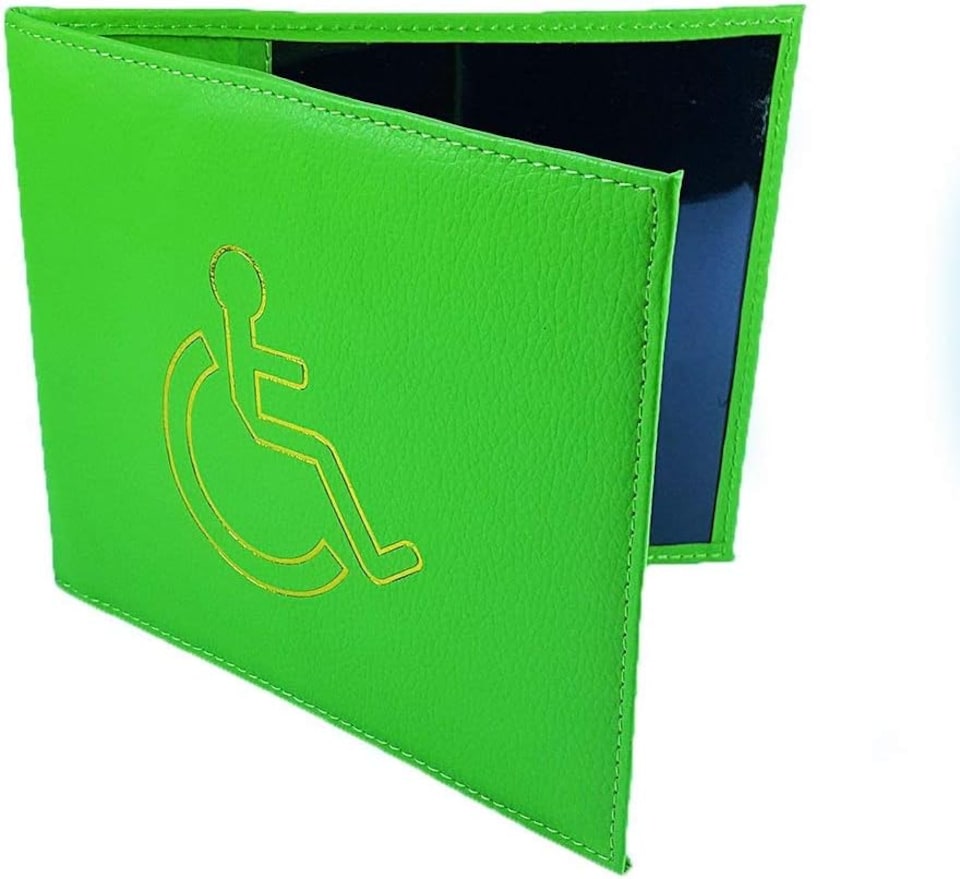 image 1 of KAV Disabled Parking Badge Holder Protector Cover Wallet in PU Leather (Green)