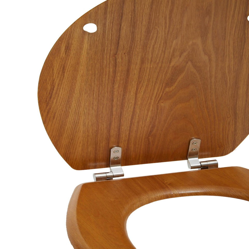 image 1 of Interiors by Premier Luxe Oak Finish Toilet Seat, Wood Veneer Toilet Seat, Natural Grain Texture Seat With Sturdy Metal Fixings