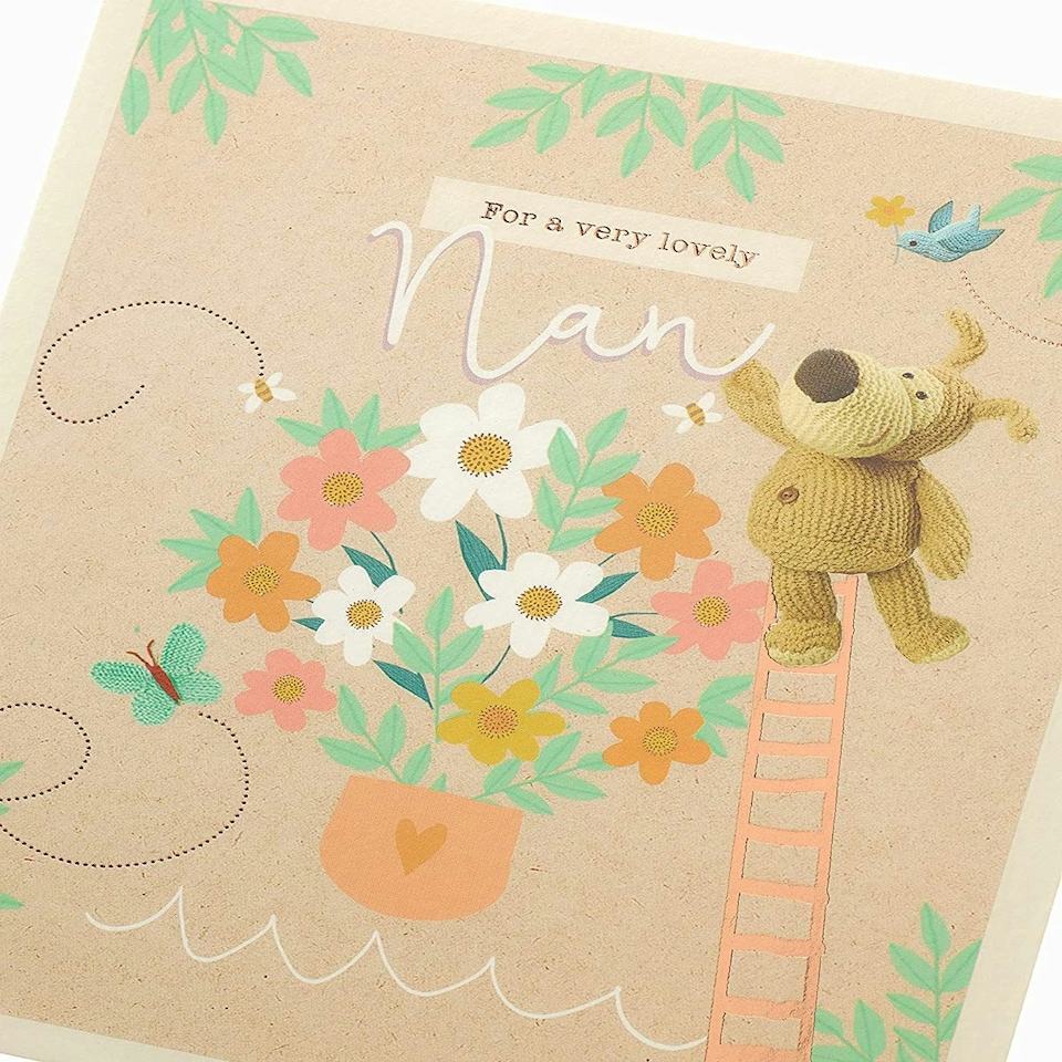 image 1 of Cute Boofle on Ladder Nan Birthday Card