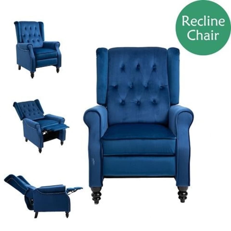 image 1 of Windsor Luxury Pushback Recliner Armchair Blue