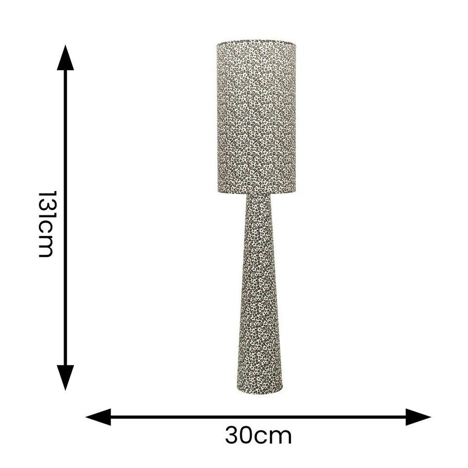 image 1 of ValueLights Bertie Leopard Print Full Fabric Midi Floor Lamp and LED Bulb Brown