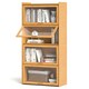 image 10 of COSTWAY 4-Tier Bookcase Bamboo Bookshelf with Doors Natural Brown