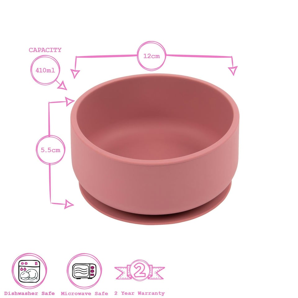 image 1 of Tiny Dining Baby Silicone Suction Bowl - Dusty Rose Pink