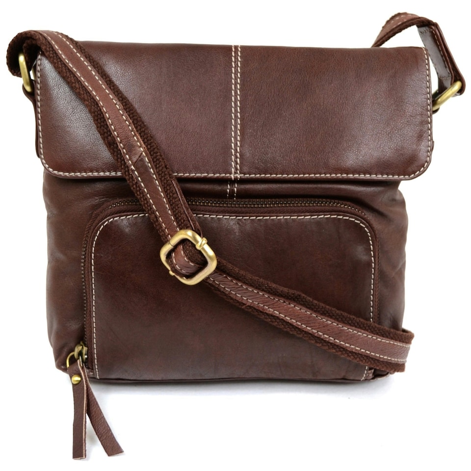 image 1 of Soft Leather Shoulder / Cross Body Bag Brown | Ox Brown