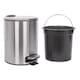 image 4 of Harbour Housewares 2x Bathroom Pedal Bins - 5L - Brushed - Round Stainless Steel Slim Rubbish Dustbin Lid and Inner Liner Bucket