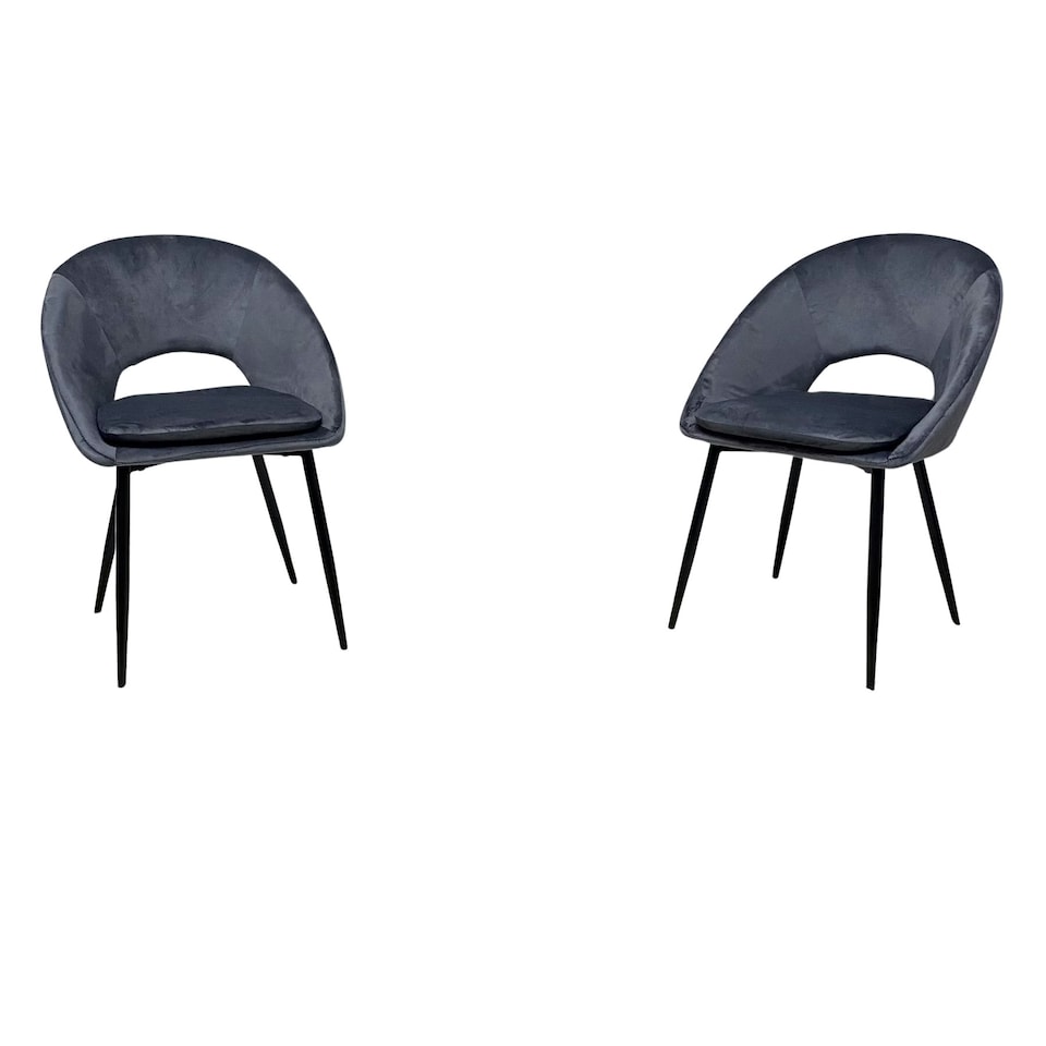 image 1 of Set of 2 Grey Velvet Dining Chair Modern Metal Legs for Living Room and Office Grey