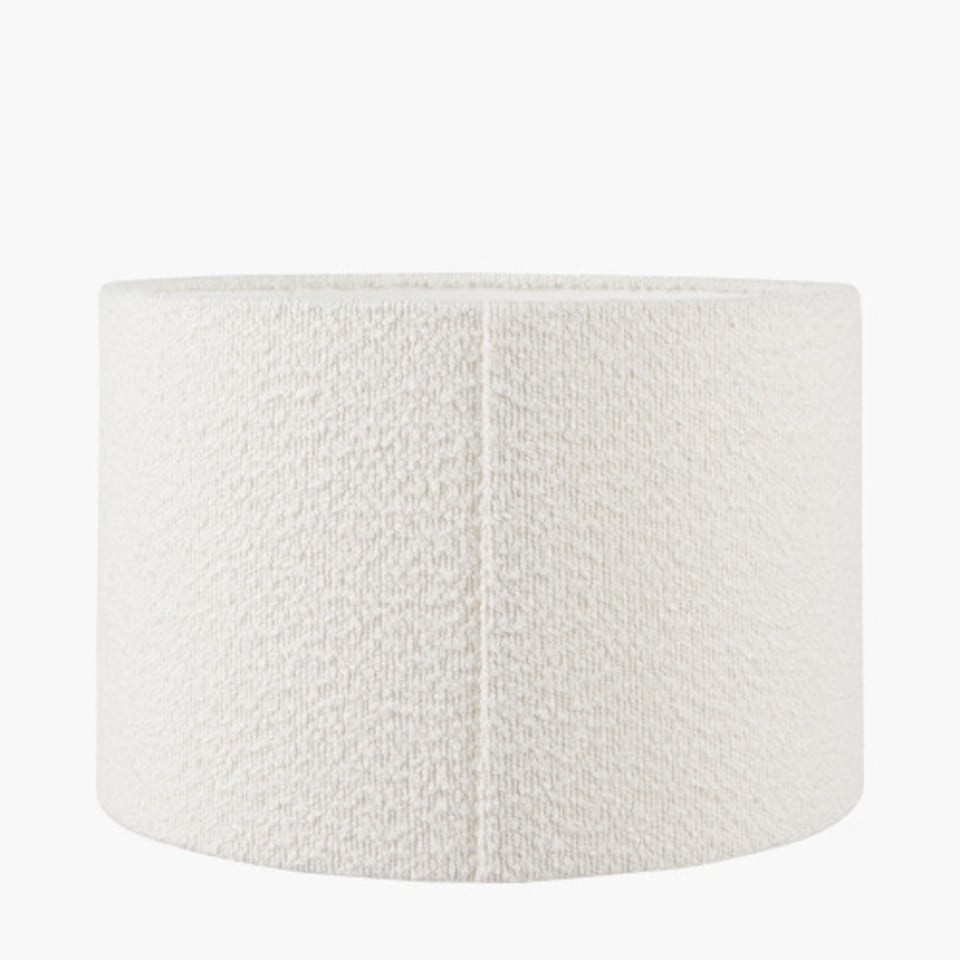 image 1 of White Boucle Cylinder Lampshade | White | White | 1