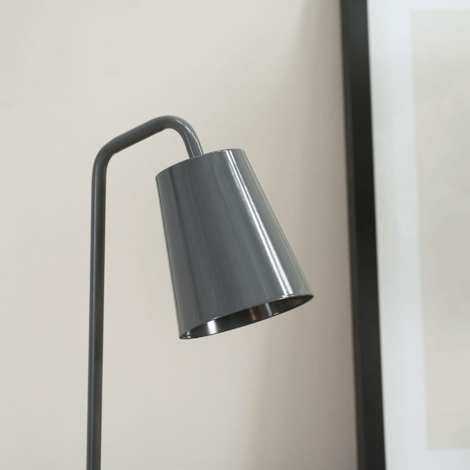 image 1 of ValueLights Bibi Charcoal Grey Arched Stem Metal Classic Table Lamp