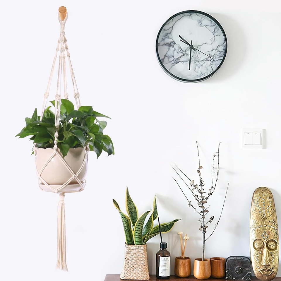 image 1 of 3 Pack Hanging Basket Indoor Outdoor Hanging Plant Pots with 3 Hooks - Plants NOT included