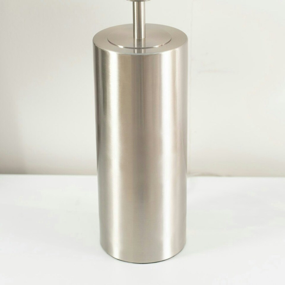 image 1 of ValueLights Lexy Brushed Chrome Touch Table Lamp with Navy Blue Drum Shade