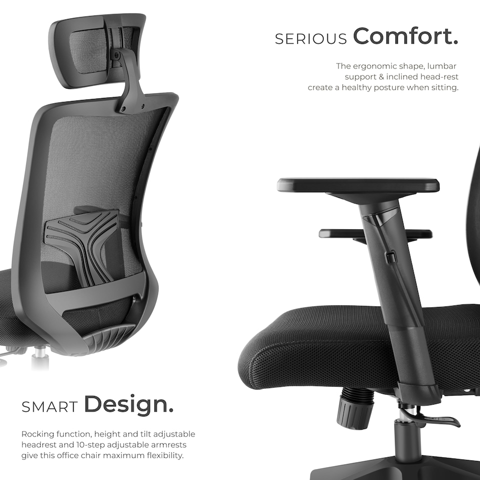 image 1 of Office Chair Phoebe - ergonomic shape, lumbar support, adjustable headrest